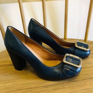 Fossil Blue Heels with Silver Buckle